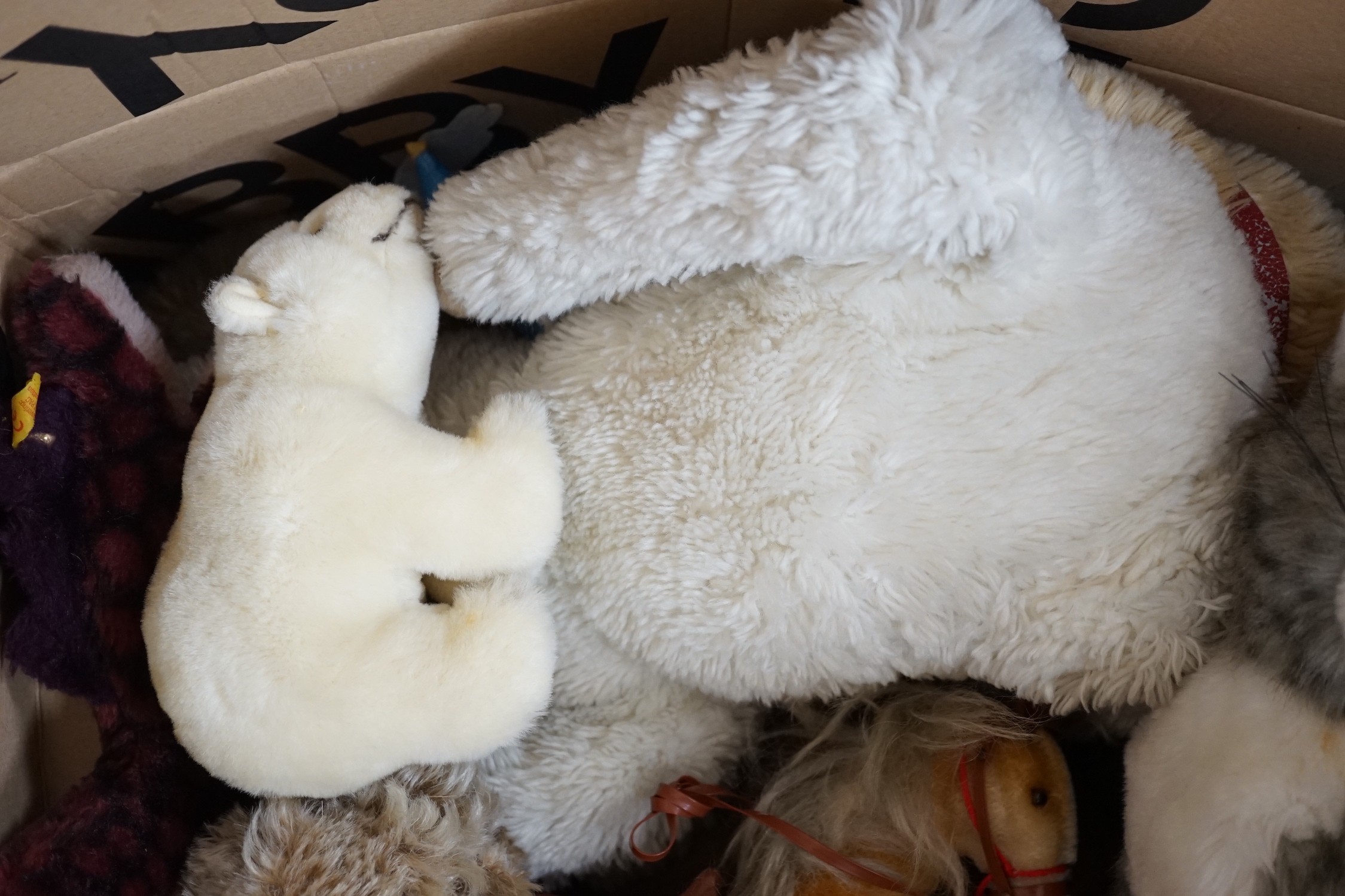 A collection of Steiff soft toy animals